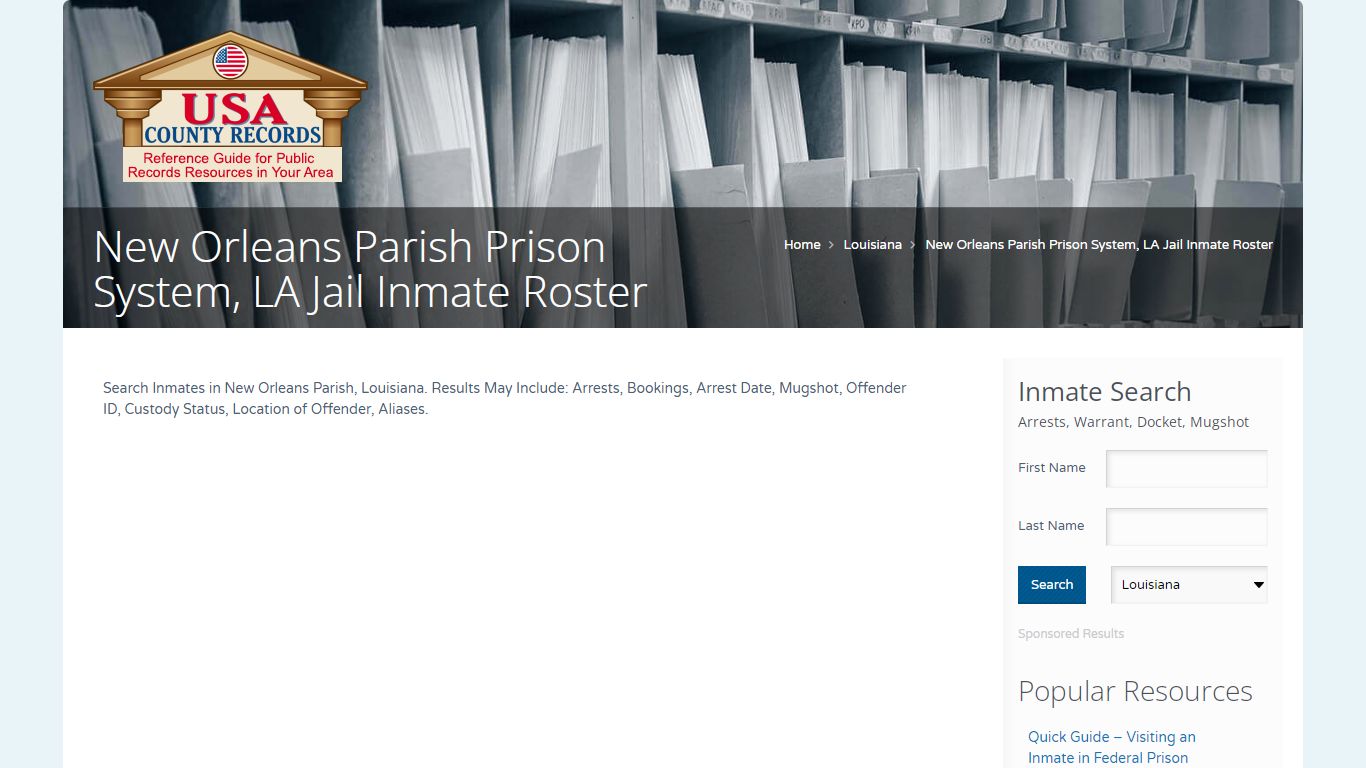 New Orleans Parish Prison System, LA Jail Inmate Roster ...